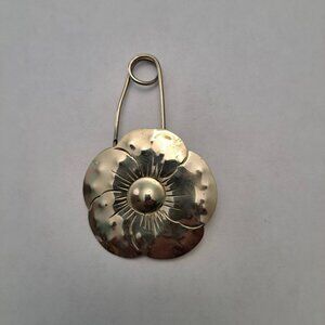 Vintage Navajo Native American Silver Flower Blanket Pin Handcrafted in the USA